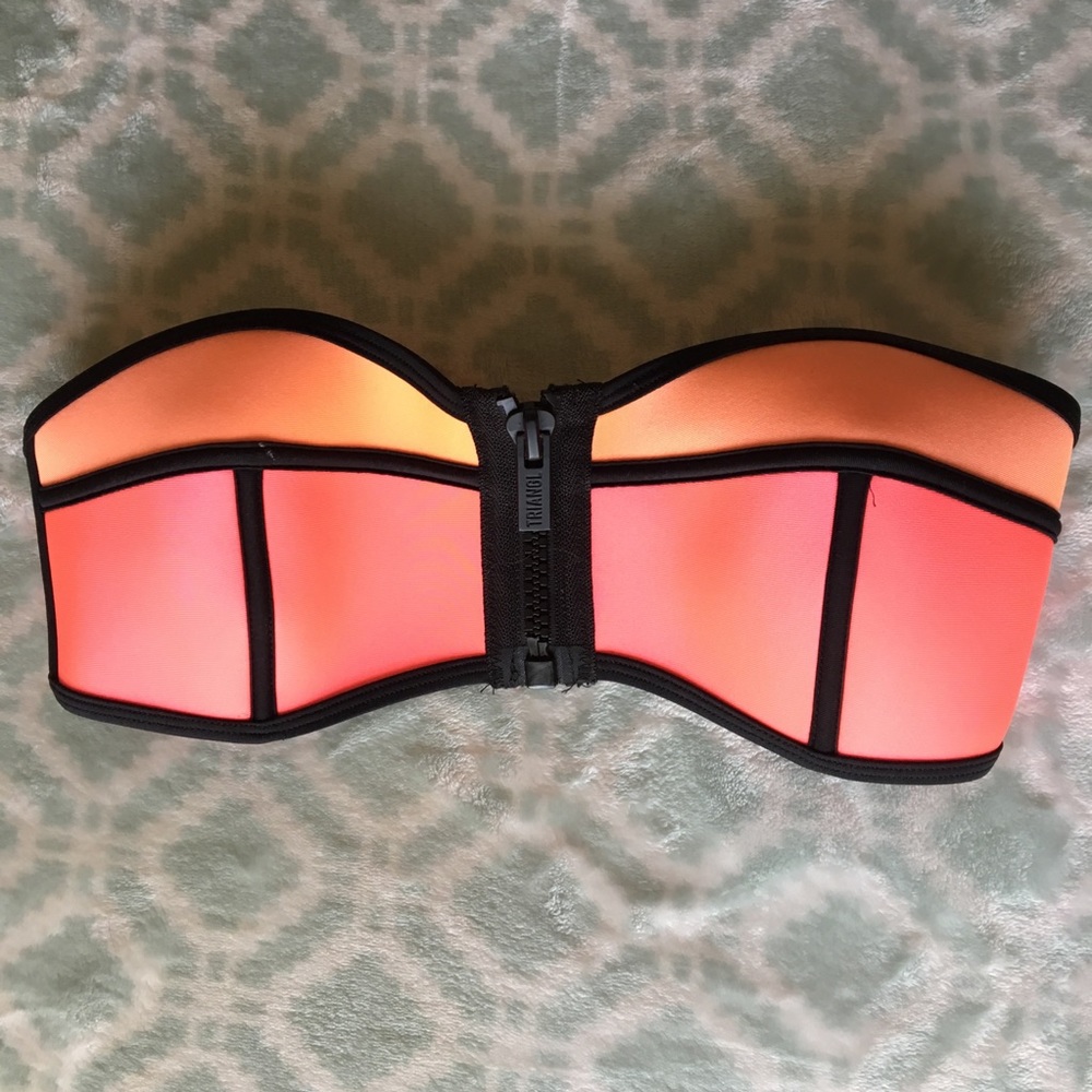 TRIANGL Strapless Neon Neoprene Swimsuit Top